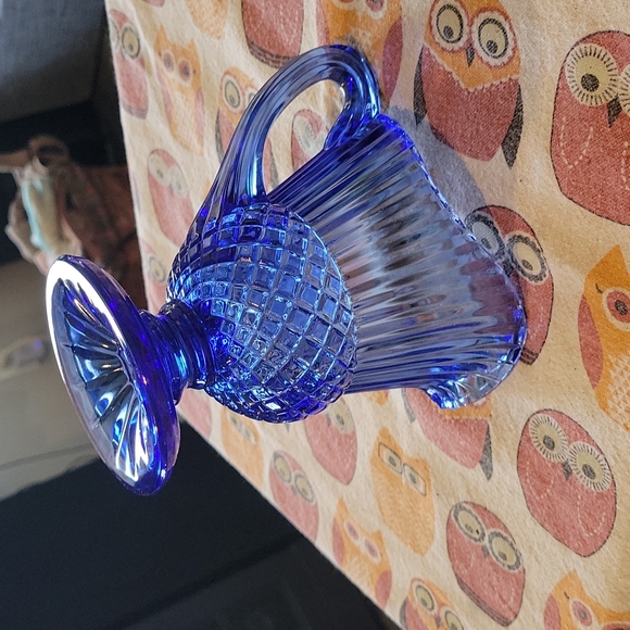 Fostoria Cobalt Pitcher Mt.Vernon gravy boat,euc,vintage - Picture 5 of 6